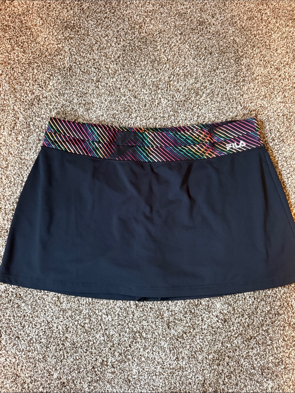 Fila Black Skort with Rainbow Stripe Waistband